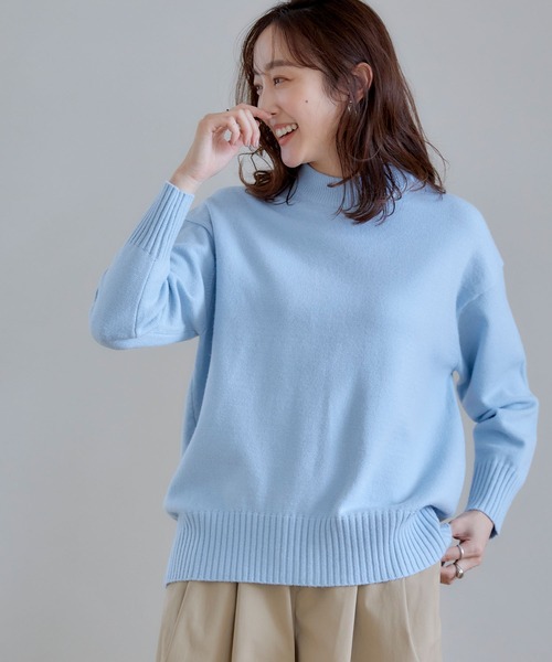 CROSS FUNCTION（クロスファンクション）の「洗えるバックスリットニット【CROSS FUNCTION/クロスファンクション】（ニット/セーター・レディース・ライトブルー/ブラック/ライトグリーン/モカ/アイボリー/ホワイト×ブラック/杢グレー/ライトピンク/ブラウン系その他/ブラック×ホワイト/グレー系その他・LL/M/L）」の10枚目の写真