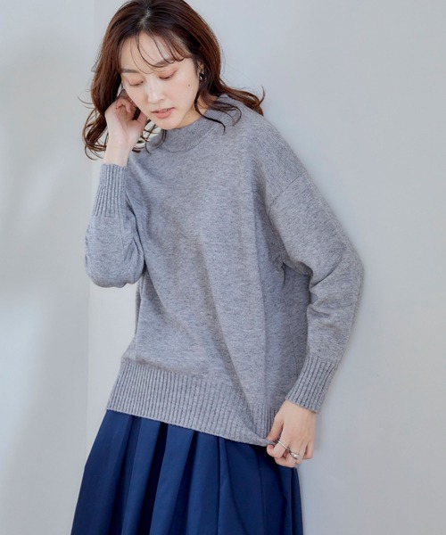 CROSS FUNCTION（クロスファンクション）の「洗えるバックスリットニット【CROSS FUNCTION/クロスファンクション】（ニット/セーター・レディース・ライトブルー/ブラック/ライトグリーン/モカ/アイボリー/ホワイト×ブラック/杢グレー/ライトピンク/ブラウン系その他/ブラック×ホワイト/グレー系その他・LL/M/L）」の13枚目の写真