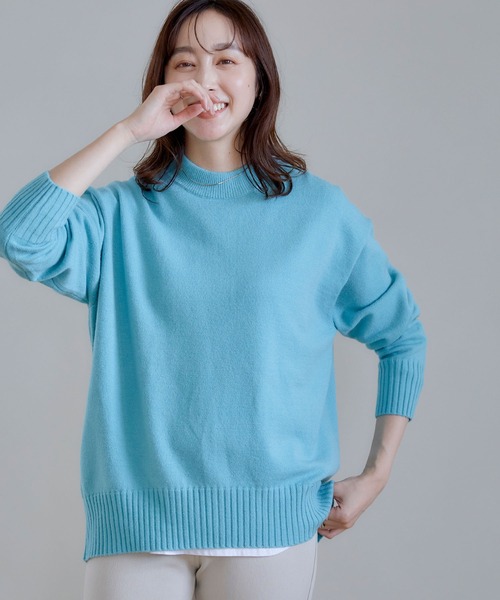 CROSS FUNCTION（クロスファンクション）の「洗えるバックスリットニット【CROSS FUNCTION/クロスファンクション】（ニット/セーター・レディース・ライトブルー/ブラック/ライトグリーン/モカ/アイボリー/ホワイト×ブラック/杢グレー/ライトピンク/ブラウン系その他/ブラック×ホワイト/グレー系その他・LL/M/L）」の21枚目の写真