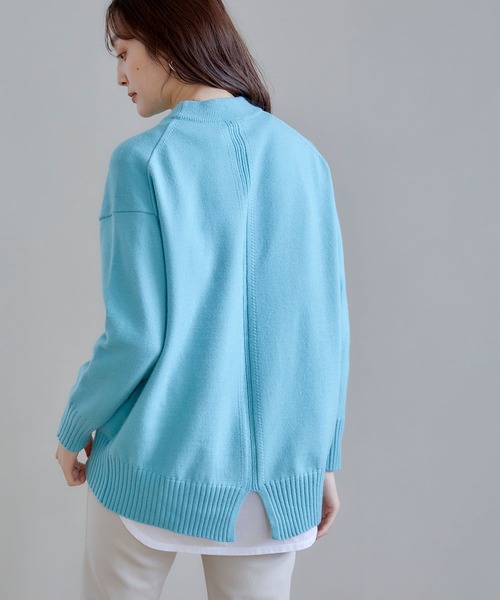 CROSS FUNCTION（クロスファンクション）の「洗えるバックスリットニット【CROSS FUNCTION/クロスファンクション】（ニット/セーター・レディース・ライトブルー/ブラック/ライトグリーン/モカ/アイボリー/ホワイト×ブラック/杢グレー/ライトピンク/ブラウン系その他/ブラック×ホワイト/グレー系その他・LL/M/L）」の18枚目の写真