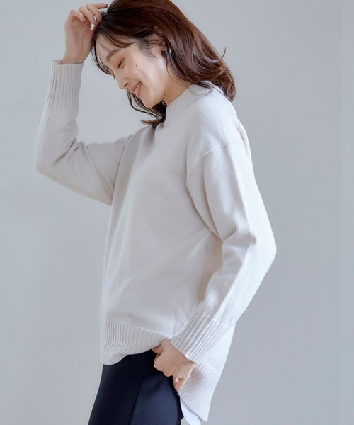 CROSS FUNCTION（クロスファンクション）の「洗えるバックスリットニット【CROSS FUNCTION/クロスファンクション】（ニット/セーター・レディース・ライトブルー/ブラック/ライトグリーン/モカ/アイボリー/ホワイト×ブラック/杢グレー/ライトピンク/ブラウン系その他/ブラック×ホワイト/グレー系その他・LL/M/L）」の20枚目の写真