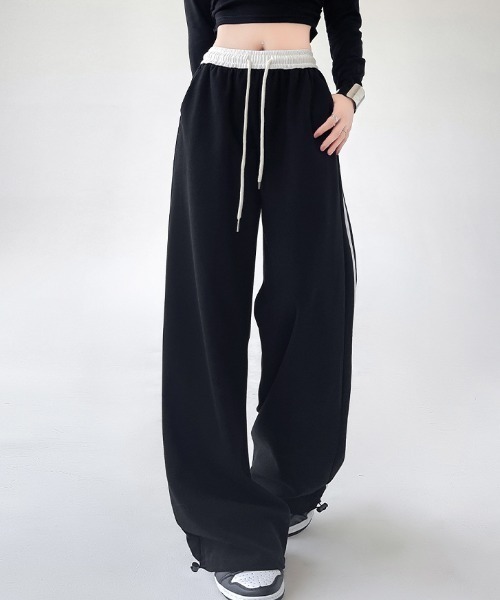 サイドラインテクノパンツ XWFTP01J1 斜めサイドライン ストレッチ ジョガーパンツ