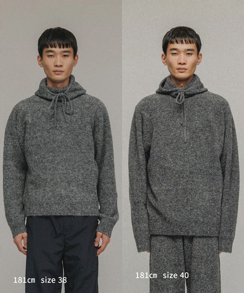 M TO R（ムウトアール）の「［TOPS］BOUCLE KNIT HOODIE UNISEX（ニット/セーター・レディース・チャコールグレー/ダークブラウン・40/38）」の14枚目の写真
