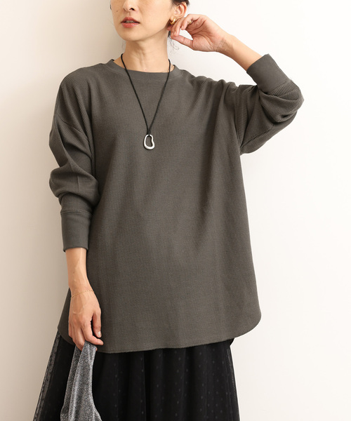 JOURNAL STANDARD relume（ジャーナルスタンダード　レリューム）の「《追加6》TCワッフルオーバーサイズロングスリーブTシャツ（Tシャツ/カットソー・レディース・モスグリーン/ホワイト系その他/オートミール/ダークブルー/ブラウン/チャコールグレー・FREE）」の11枚目の写真