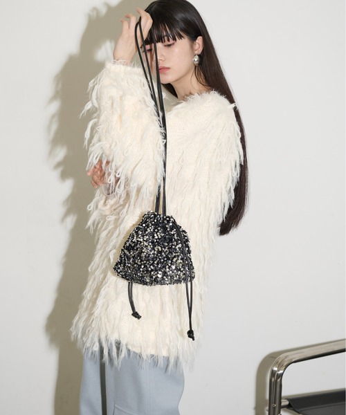 THE YOn（ザヨン）の「スパンコールドローストリングミニバッグ（ハンドバッグ・レディース・ブラック/シルバー・FREE）」の4枚目の写真