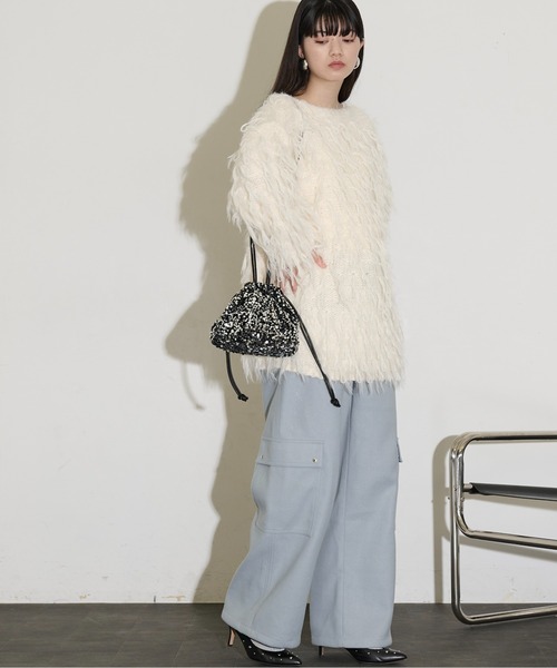 THE YOn（ザヨン）の「スパンコールドローストリングミニバッグ（ハンドバッグ・レディース・ブラック/シルバー・FREE）」の9枚目の写真