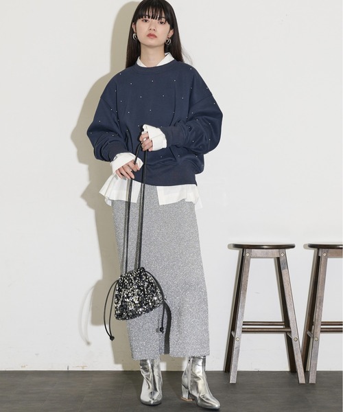 THE YOn（ザヨン）の「スパンコールドローストリングミニバッグ（ハンドバッグ・レディース・ブラック/シルバー・FREE）」の11枚目の写真