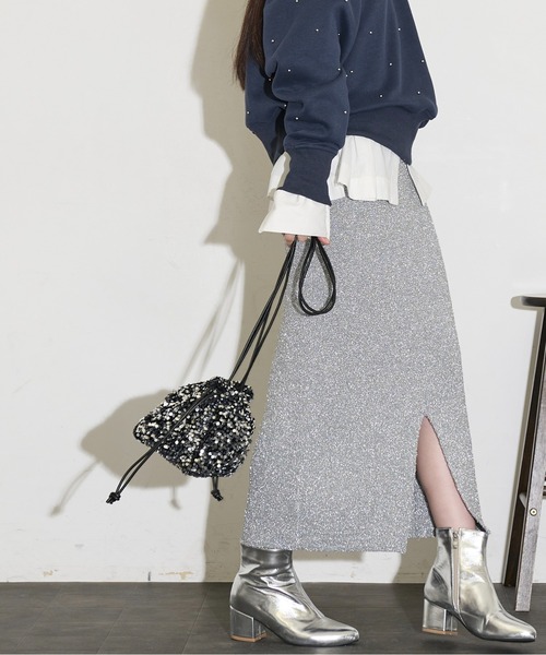 THE YOn（ザヨン）の「スパンコールドローストリングミニバッグ（ハンドバッグ・レディース・ブラック/シルバー・FREE）」の12枚目の写真