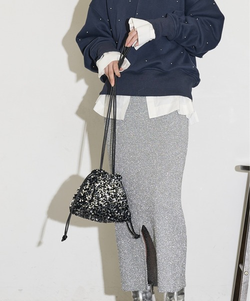 THE YOn（ザヨン）の「スパンコールドローストリングミニバッグ（ハンドバッグ・レディース・ブラック/シルバー・FREE）」の13枚目の写真