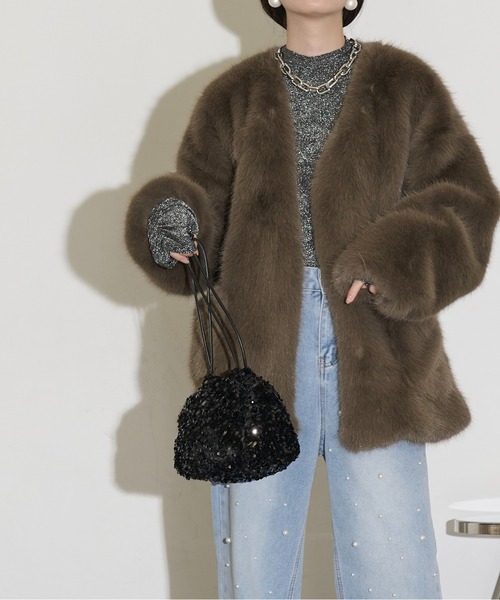 THE YOn（ザヨン）の「スパンコールドローストリングミニバッグ（ハンドバッグ・レディース・ブラック/シルバー・FREE）」の14枚目の写真