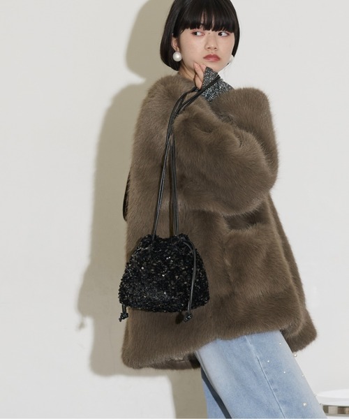 THE YOn（ザヨン）の「スパンコールドローストリングミニバッグ（ハンドバッグ・レディース・ブラック/シルバー・FREE）」の18枚目の写真