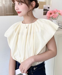 moment+ | コットンワッシャー半袖バルーンスリーブブラウス(シャツ/ブラウス)