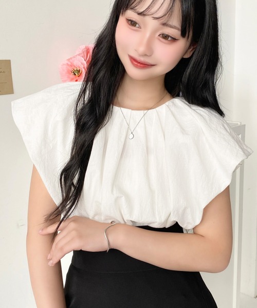 moment+(モーメントプラス)の「コットンワッシャーバルーンスリーブタックブラウス(シャツ/ブラウス・レディース・オフホワイト/ナチュラル/ブラック/ラベンダー/サックスブルー・M/L)」の22枚目の写真