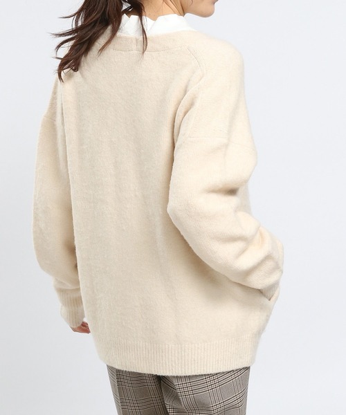 GLOBAL WORK Smile Seed Store（グローバルワーク スマイルシードストア）の「ストレッチブークレＶネックカーディガン/908052（カーディガン/ボレロ・レディース・チャコール/ライトグレー/モカ/アイボリー・LARGE/MEDIUM/X-LARGE/SMALL）」の8枚目の写真