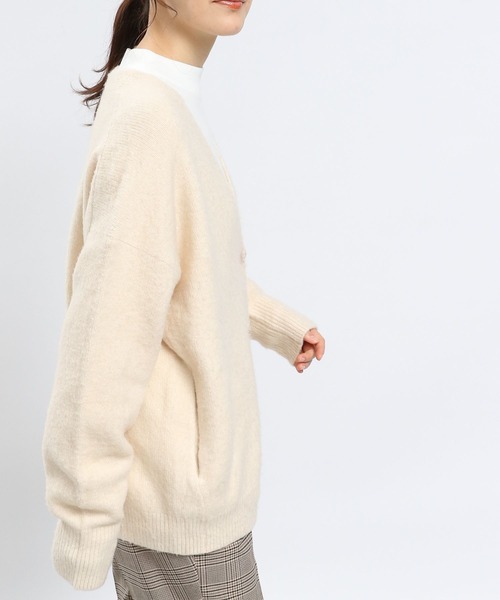 GLOBAL WORK Smile Seed Store（グローバルワーク スマイルシードストア）の「ストレッチブークレＶネックカーディガン/908052（カーディガン/ボレロ・レディース・チャコール/ライトグレー/モカ/アイボリー・LARGE/MEDIUM/X-LARGE/SMALL）」の10枚目の写真