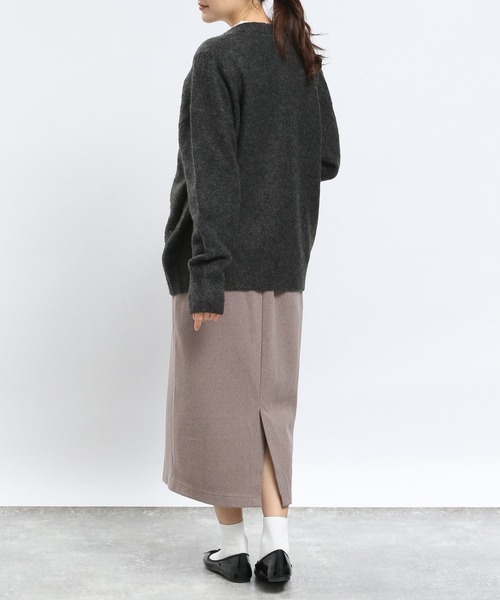 GLOBAL WORK Smile Seed Store（グローバルワーク スマイルシードストア）の「ストレッチブークレＶネックカーディガン/908052（カーディガン/ボレロ・レディース・チャコール/ライトグレー/モカ/アイボリー・LARGE/MEDIUM/X-LARGE/SMALL）」の13枚目の写真