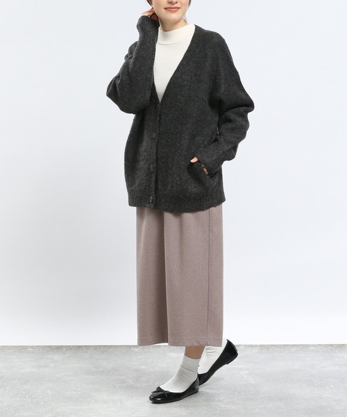 GLOBAL WORK Smile Seed Store（グローバルワーク スマイルシードストア）の「ストレッチブークレＶネックカーディガン/908052（カーディガン/ボレロ・レディース・チャコール/ライトグレー/モカ/アイボリー・LARGE/MEDIUM/X-LARGE/SMALL）」の14枚目の写真