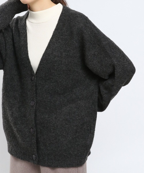 GLOBAL WORK Smile Seed Store（グローバルワーク スマイルシードストア）の「ストレッチブークレＶネックカーディガン/908052（カーディガン/ボレロ・レディース・チャコール/ライトグレー/モカ/アイボリー・LARGE/MEDIUM/X-LARGE/SMALL）」の15枚目の写真