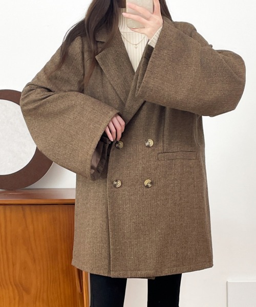 ECLIN（エクラン）の「袖スリットビックシルエットテーラードジャケット（テーラードジャケット・レディース・ブラック/ブラック系その他/ブラウン系その他/ベージュ系その他/ブラウン系その他2・M/L）」の5枚目の写真