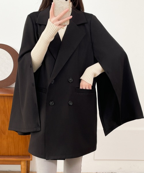 ECLIN（エクラン）の「袖スリットビックシルエットテーラードジャケット（テーラードジャケット・レディース・ブラック/ブラック系その他/ブラウン系その他/ベージュ系その他/ブラウン系その他2・M/L）」の2枚目の写真