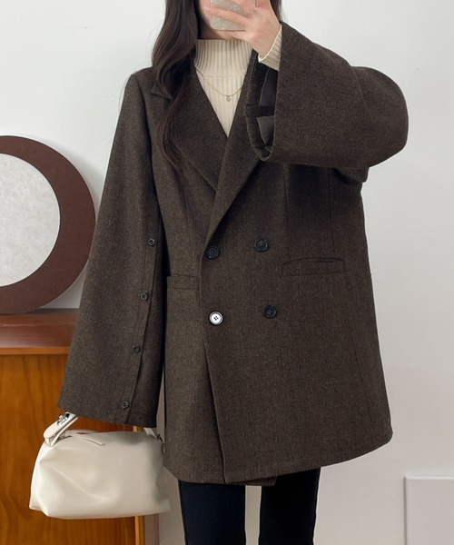 ECLIN（エクラン）の「袖スリットビックシルエットテーラードジャケット（テーラードジャケット・レディース・ブラック/ブラック系その他/ブラウン系その他/ベージュ系その他/ブラウン系その他2・M/L）」の9枚目の写真