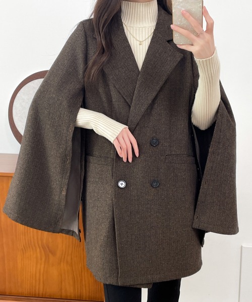 ECLIN（エクラン）の「袖スリットビックシルエットテーラードジャケット（テーラードジャケット・レディース・ブラック/ブラック系その他/ブラウン系その他/ベージュ系その他/ブラウン系その他2・M/L）」の16枚目の写真