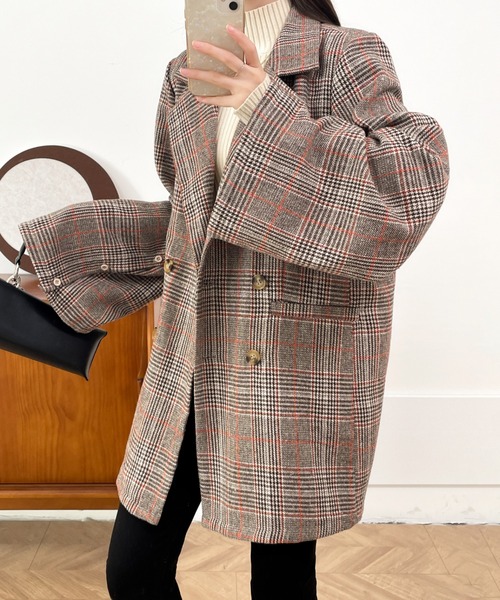 ECLIN（エクラン）の「袖スリットビックシルエットテーラードジャケット（テーラードジャケット・レディース・ブラック/ブラック系その他/ブラウン系その他/ベージュ系その他/ブラウン系その他2・M/L）」の6枚目の写真