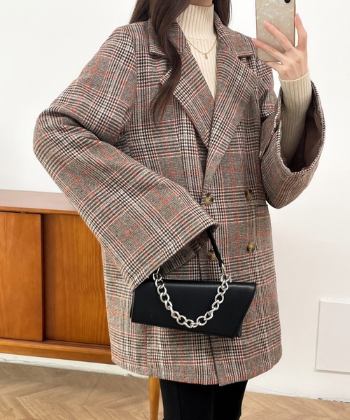 ECLIN（エクラン）の「袖スリットビックシルエットテーラードジャケット（テーラードジャケット・レディース・ブラック/ブラック系その他/ブラウン系その他/ベージュ系その他/ブラウン系その他2・M/L）」の13枚目の写真