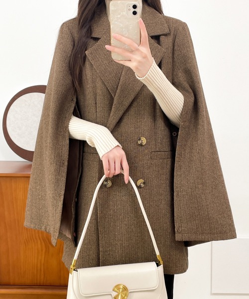 ECLIN（エクラン）の「袖スリットビックシルエットテーラードジャケット（テーラードジャケット・レディース・ブラック/ブラック系その他/ブラウン系その他/ベージュ系その他/ブラウン系その他2・M/L）」の8枚目の写真