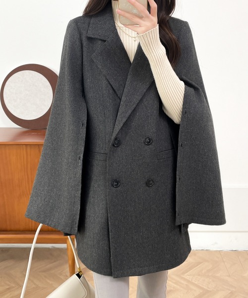 ECLIN（エクラン）の「袖スリットビックシルエットテーラードジャケット（テーラードジャケット・レディース・ブラック/ブラック系その他/ブラウン系その他/ベージュ系その他/ブラウン系その他2・M/L）」の11枚目の写真