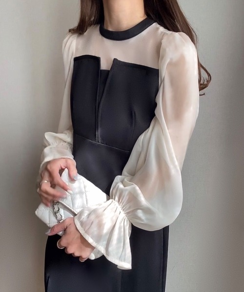 再入荷❤️人気✨マーメイドドッキングワンピース　M レース　切り替え　レディース セール】レースドッキングマーメイドワンピース（ワンピース