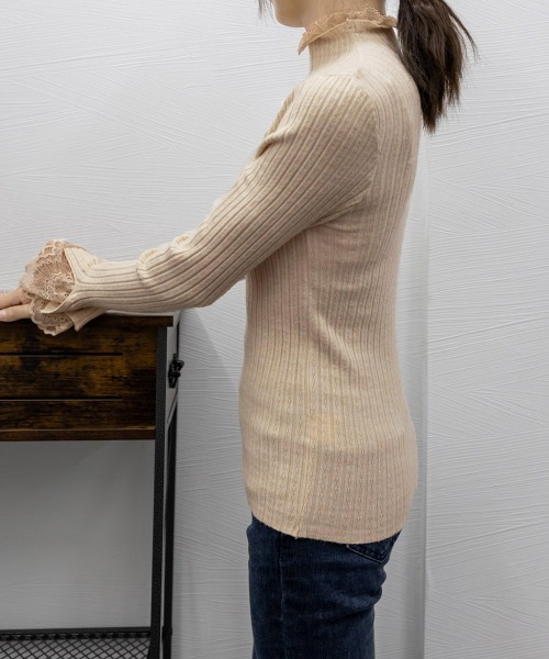 Miniministore(ミニミニストア)の「フリルニットトップス プチハイネック無地(ニット/セーター・レディース・ブラック/アイボリー/ホワイト/ベージュ・フリー)」の15枚目の写真