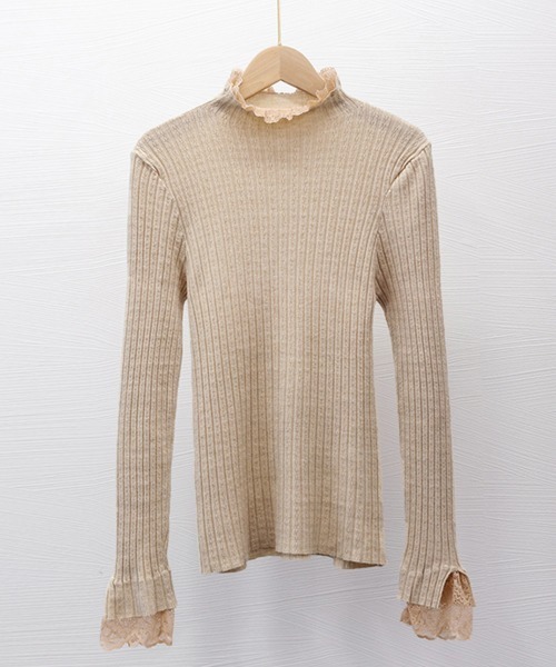 Miniministore(ミニミニストア)の「フリルニットトップス プチハイネック無地(ニット/セーター・レディース・ブラック/アイボリー/ホワイト/ベージュ・フリー)」の17枚目の写真
