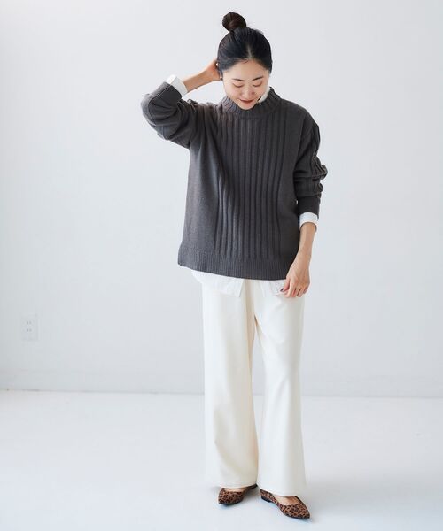 le.coeur blanc（ルクールブラン）の「ボトルネックリブデザインニット（ニット/セーター・レディース・ブラウン/ベージュ・38）」の10枚目の写真
