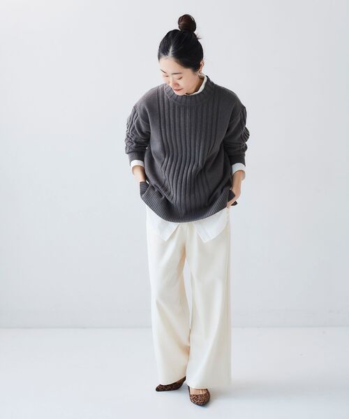 le.coeur blanc（ルクールブラン）の「ボトルネックリブデザインニット（ニット/セーター・レディース・ブラウン/ベージュ・38）」の11枚目の写真