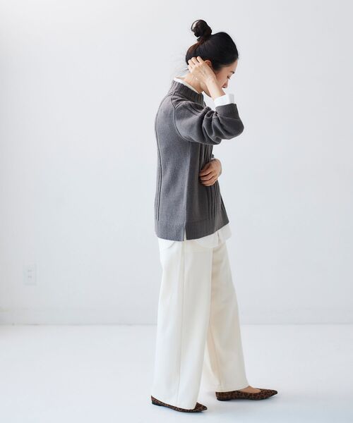 le.coeur blanc（ルクールブラン）の「ボトルネックリブデザインニット（ニット/セーター・レディース・ブラウン/ベージュ・38）」の12枚目の写真