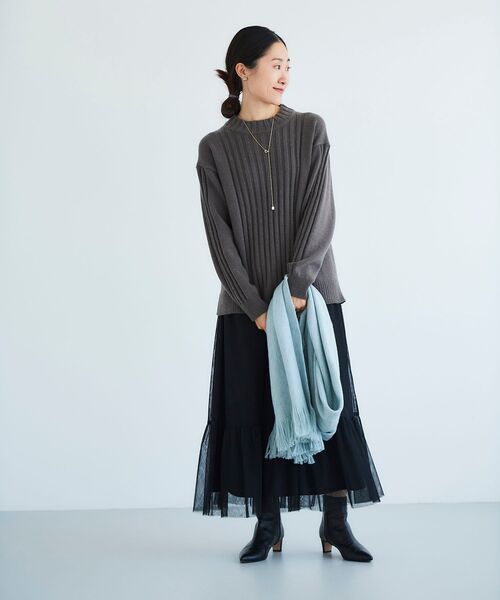 le.coeur blanc（ルクールブラン）の「ボトルネックリブデザインニット（ニット/セーター・レディース・ブラウン/ベージュ・38）」の15枚目の写真