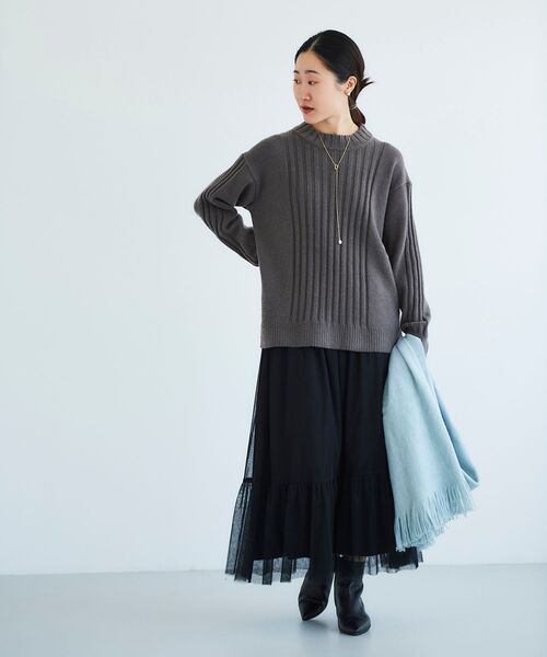 le.coeur blanc（ルクールブラン）の「ボトルネックリブデザインニット（ニット/セーター・レディース・ブラウン/ベージュ・38）」の16枚目の写真