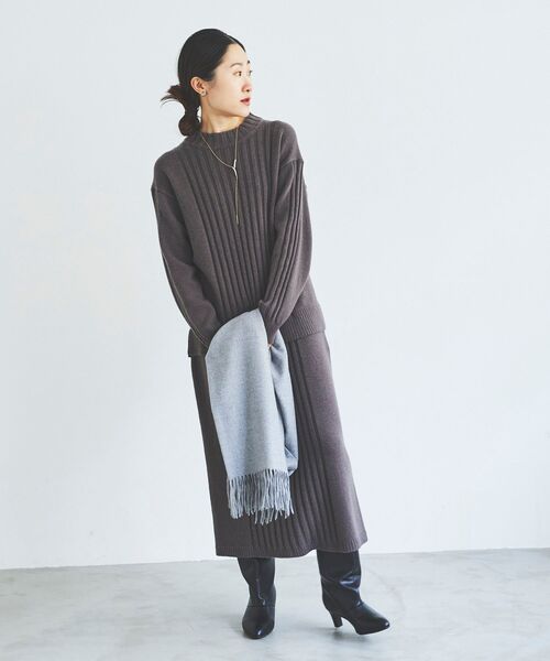 le.coeur blanc（ルクールブラン）の「ボトルネックリブデザインニット（ニット/セーター・レディース・ブラウン/ベージュ・38）」の20枚目の写真