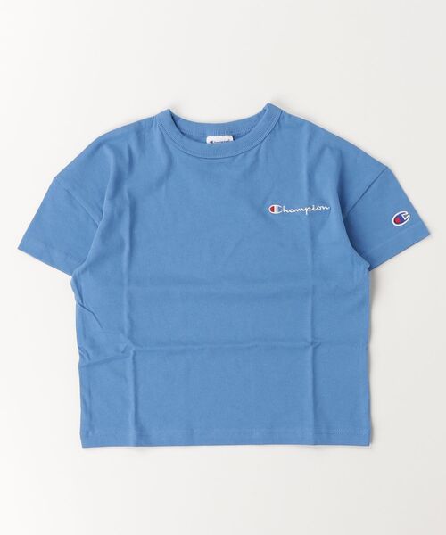 Champion（チャンピオン）の「【Champion/チャンピオン】キッズ ベーシック ショートスリーブTシャツ（Tシャツ/カットソー・キッズ・ネイビー/グリーン系その他/ゴールド/アクア/ブラック/オフホワイト/グレー/ライトブルー/ライトパープル・100/110/120/130/140/150/160）」の6枚目の写真