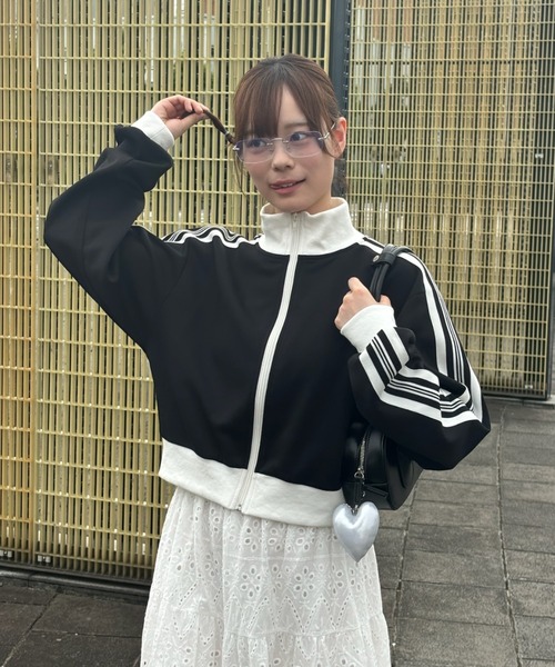yumi様　ダブルスタンダード　配色ラインショートジャージブルゾン セーラーカラーフロントZIPジャージ– A AM STUDIO