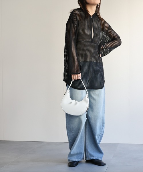 ap retro(アプレトロ)の「前後2wayメッシュニットトップス(ニット/セーター・レディース・アイボリー/ブラック・MEDIUM)」の2枚目の写真