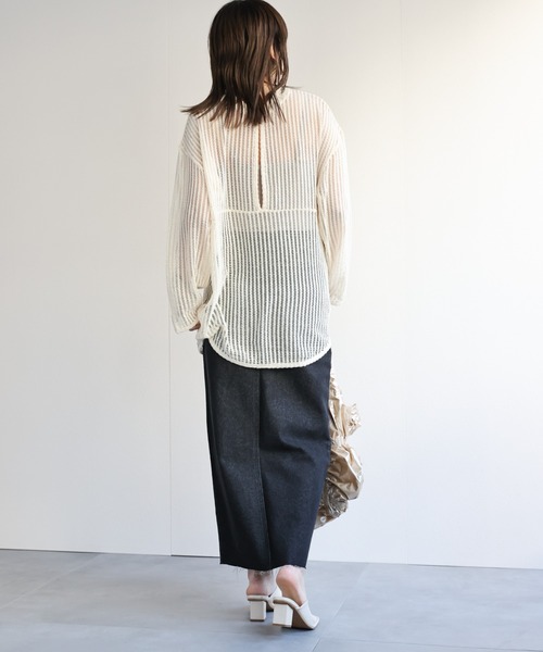 ap retro(アプレトロ)の「前後2wayメッシュニットトップス(ニット/セーター・レディース・アイボリー/ブラック・MEDIUM)」の17枚目の写真