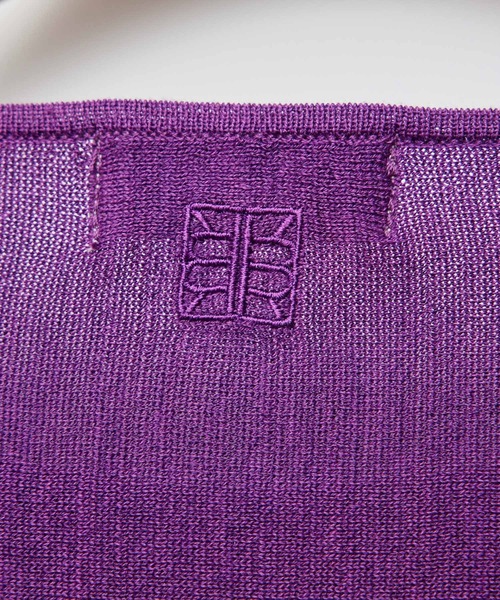 ROPE'（ロペ）の「【洗える/涼感】シルクコットンクルーネック五分袖プルオーバー【アンサンブル対応】（ニット/セーター・レディース・ネイビー/イエロー/パープル/オフホワイト・FREE）」の12枚目の写真