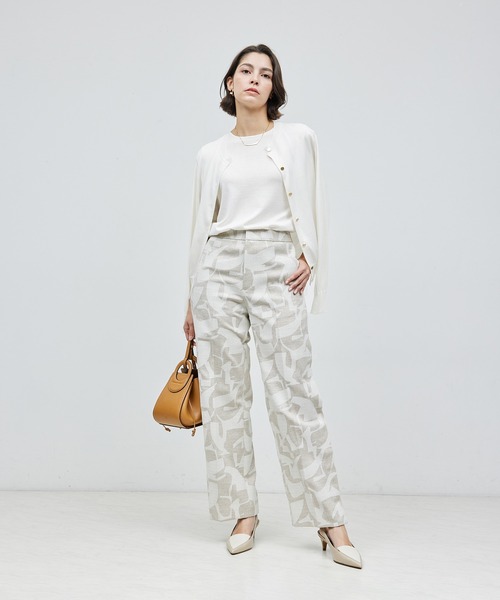 ROPE'（ロペ）の「【洗える/涼感】シルクコットンクルーネック五分袖プルオーバー【アンサンブル対応】（ニット/セーター・レディース・ネイビー/イエロー/パープル/オフホワイト・FREE）」の6枚目の写真