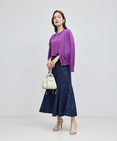 ROPE'（ロペ）の「【洗える/涼感】シルクコットンクルーネック五分袖プルオーバー【アンサンブル対応】（ニット/セーター・レディース・ネイビー/イエロー/パープル/オフホワイト・FREE）」の7枚目の写真