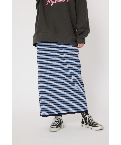 RODEO CROWNS WIDE BOWL(ロデオクラウンズワイドボウル)の「ボーダーリブニット スカート(スカート・レディース・レッド系その他/ブルー系その他3・FREE)」の2枚目の写真