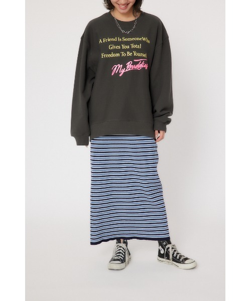 RODEO CROWNS WIDE BOWL(ロデオクラウンズワイドボウル)の「ボーダーリブニット スカート(スカート・レディース・レッド系その他/ブルー系その他3・FREE)」の4枚目の写真