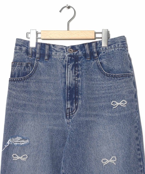 Alley by w closet（アリーバイダブルクローゼット）の「【Alley】パールリボン付きデニムパンツ（デニムパンツ・レディース・ブルー・FREE）」の13枚目の写真