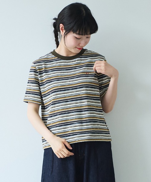 bulle de savon(ビュルデサボン)の「マルチボーダー Tシャツ(Tシャツ/カットソー・レディース・レッド/ベージュ/チャコールグレー/マルチ・FREE)」の1枚目の写真